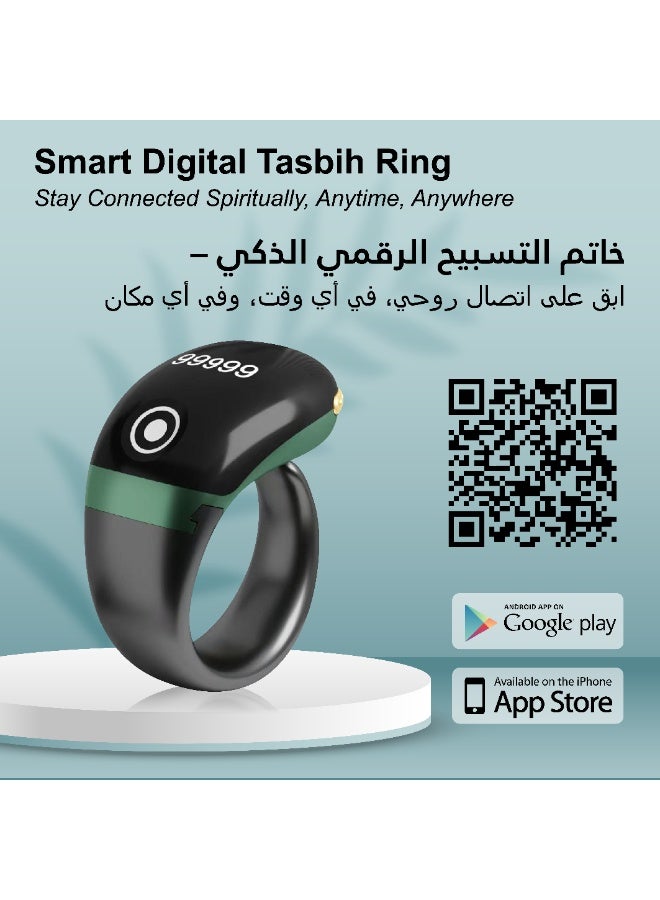 موتوك خاتم تسبيح رقمي ذكي، يعمل باللمس S7 Pro، أسود، عداد روحي مع إمكانية الاتصال بالتطبيق، 2.5 × 3 × 3 سم (أخضر زمردي) - Image 2